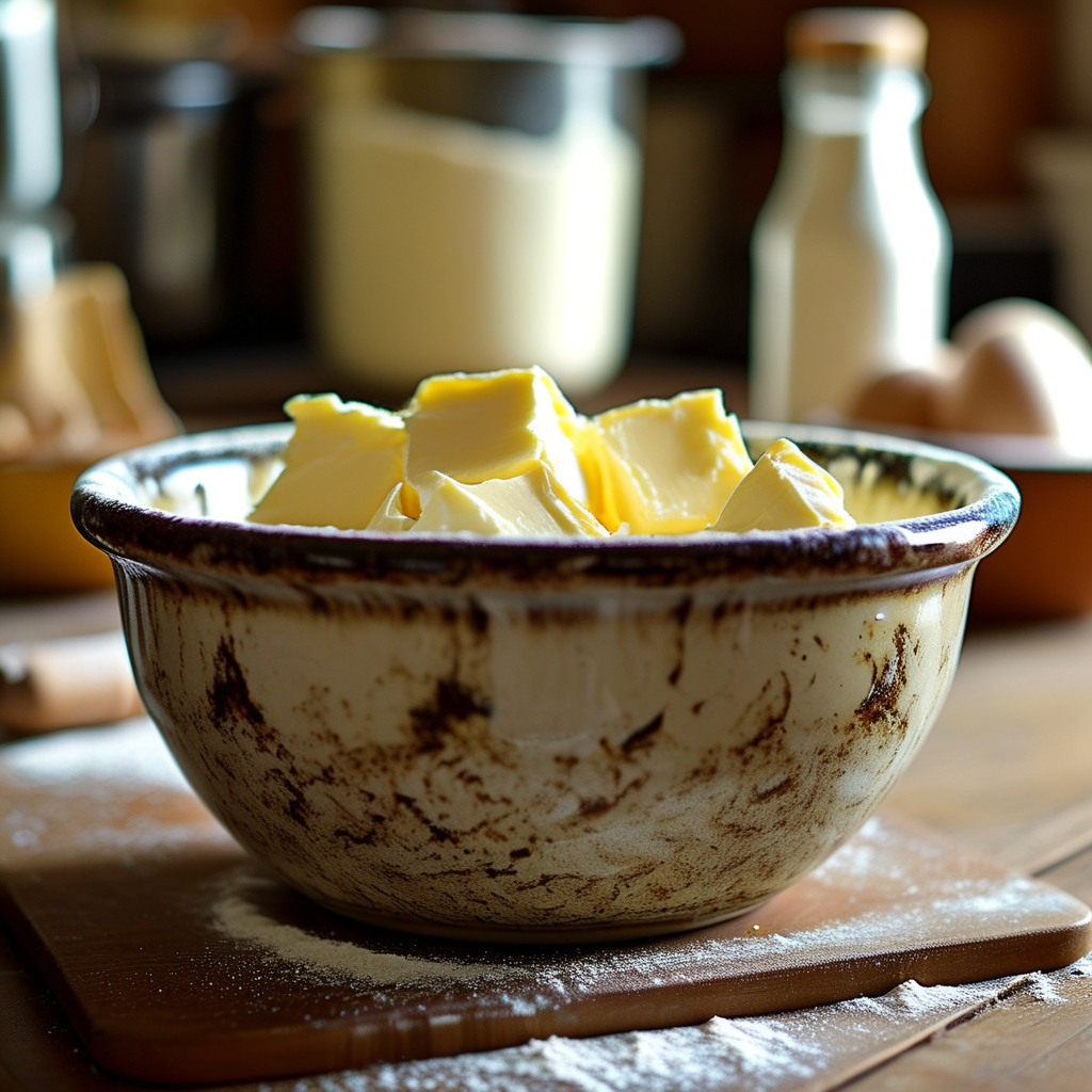 3 Ingredient Pie Crust Recipe: Easy and Delicious 2 Mixing bowl with flour, showing the process of cutting in butter
