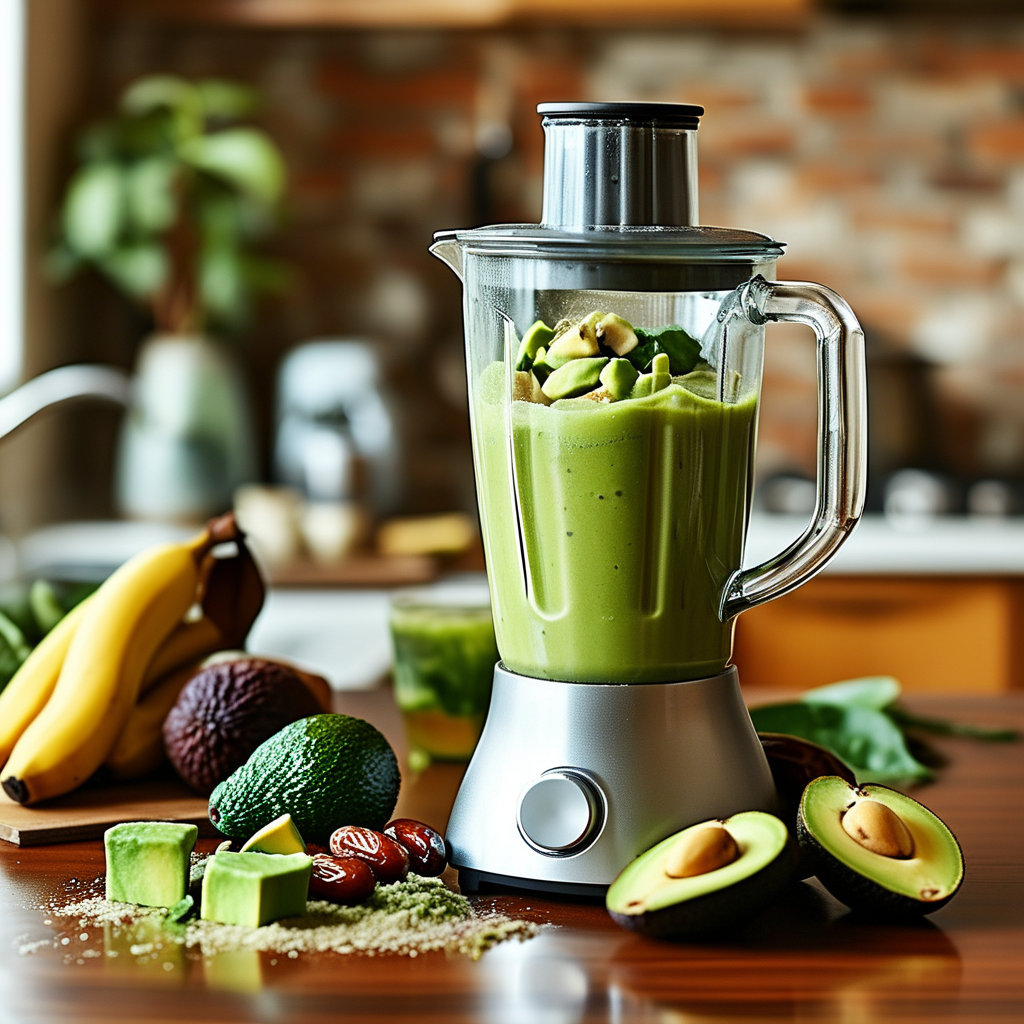 Avocado Date Banana Smoothie: A Healthy Smoothie Recipe 4 Blender with smoothie ingredients