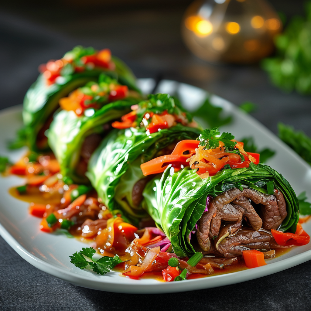 Beef and Cabbage: A Hearty and Nutritious Delight 1 A beautifully plated dish showcasing tender beef pieces mixed with sautéed cabbage, garnished with fresh herbs.