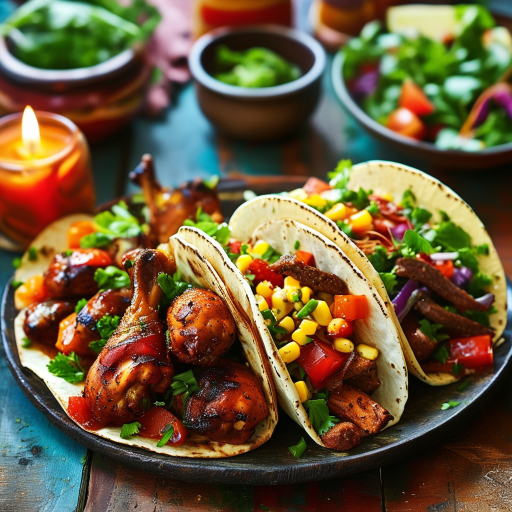 Cumin Recipes: Delicious and Nutritious Dishes 4 A delicious looking Cumin-Crusted Chicken Thighs served with Spiced Beef Tacos.