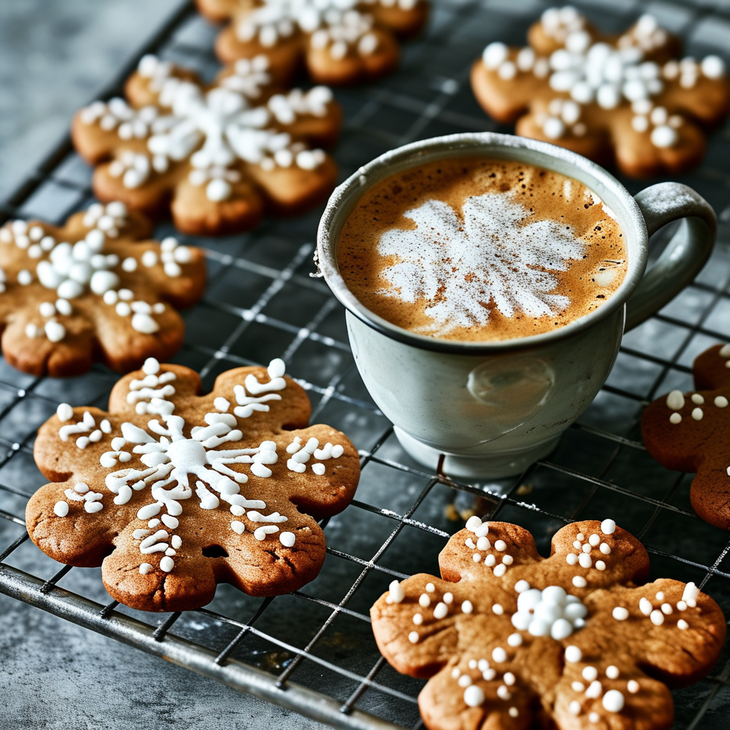 Gingerbread Latte Cookies Recipe 4 Baked Cookies on a Cooling Rack