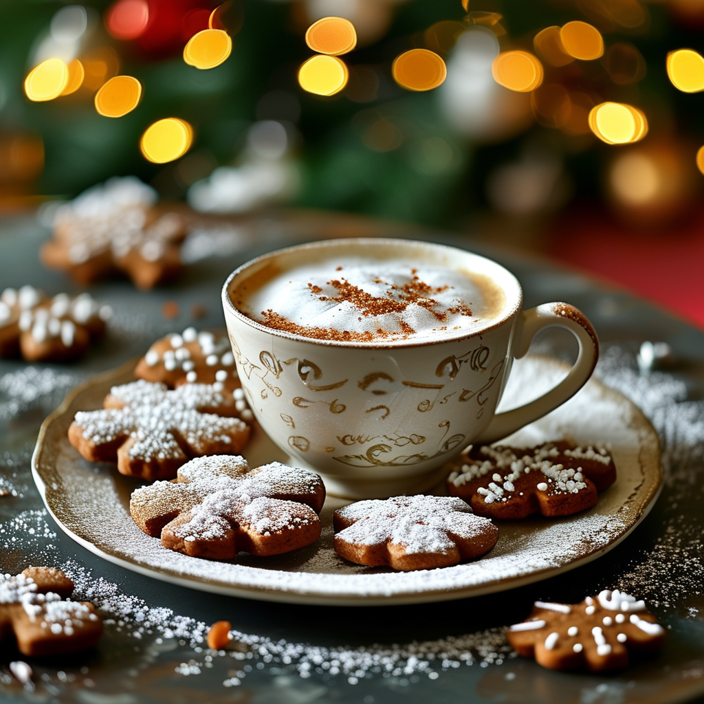 Gingerbread Latte Cookies Recipe 5 Decorated Cookies on a Festive Plate