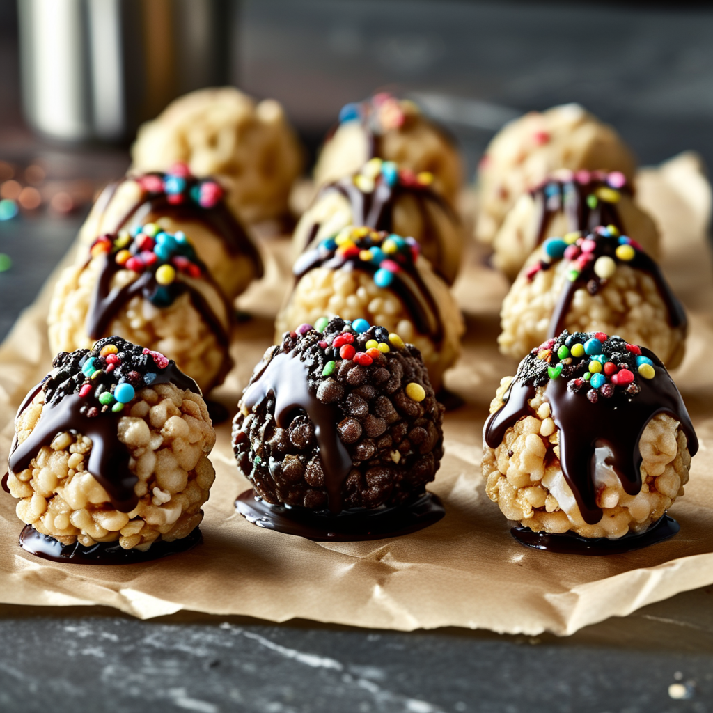 Delicious Rice Krispie Balls 4 Treats cooling on wax paper