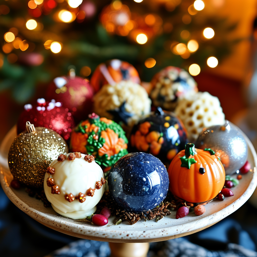 Delicious Rice Krispie Balls 5 Festive tray of decorated treats for holidays