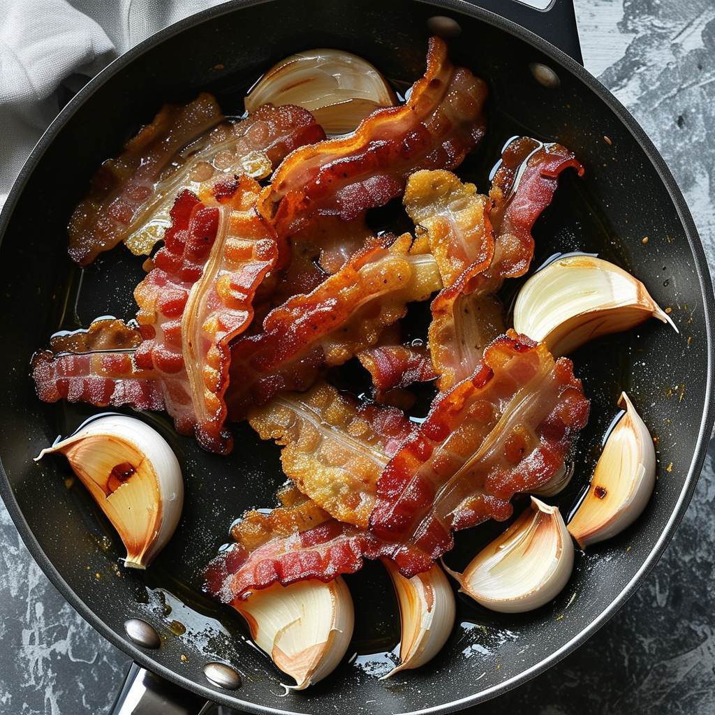 Sautéed garlic with bacon