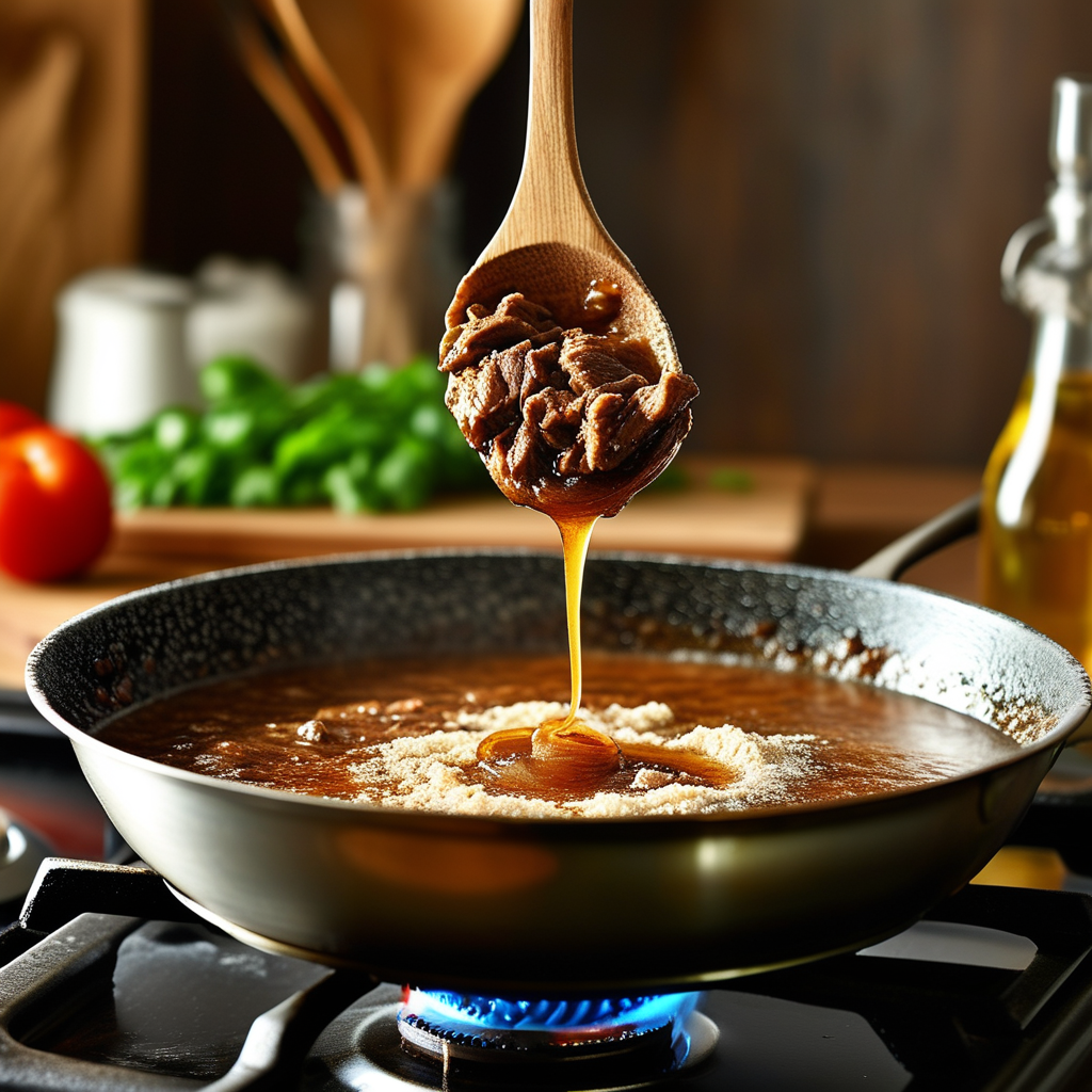What's the Difference Between Sawmill Gravy and Regular Gravy? 2 Preparing regular brown gravy, which uses a broth base, a key difference from sawmill gravy.