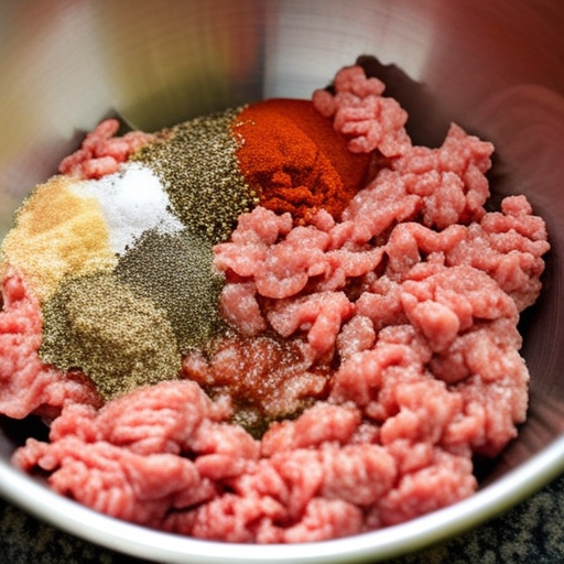 Breakfast Sausage: A Comprehensive Guide 3 Close-up of raw sausage mixture being prepared, showcasing the ground meat, spices, and seasonings.