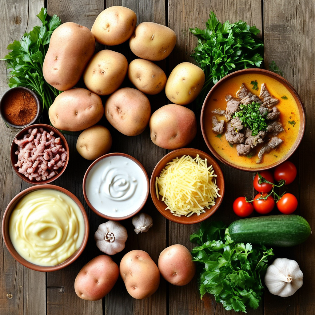 Crock Pot Creamy Potato and Hamburger Soup Recipe 1 Ingredients Layout