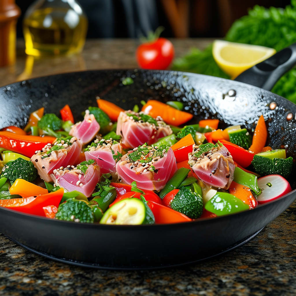 Healthy Easy Dinner Pescatarian Family With Toddler 5 Tuna and Veggie Stir-Fry