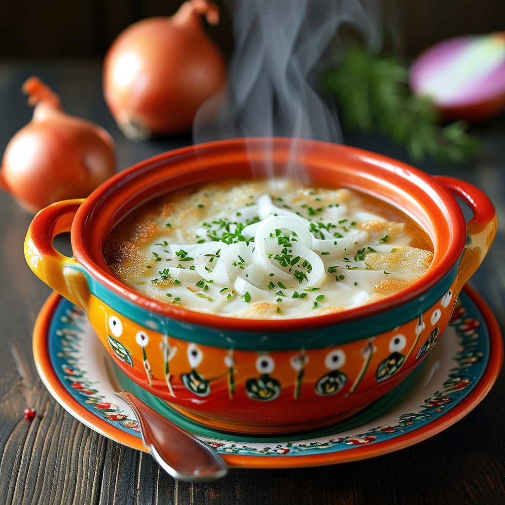 The Versatility of Finely Chopped Onion in Cooking 4 A vibrant bowl of French Onion Soup, showcasing the depth of flavor onions bring to the dish.