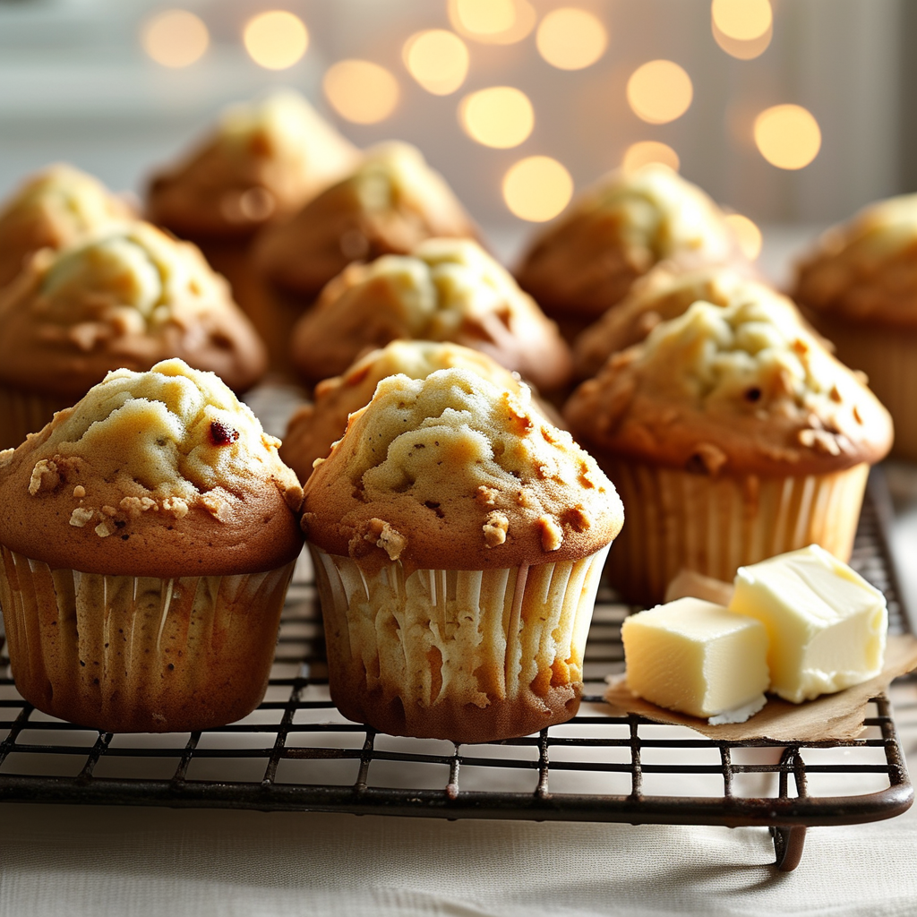 Muffins with Sour Cream: A Moist and Fluffy Recipe 5 Finished Muffins on a Cooling Rack
