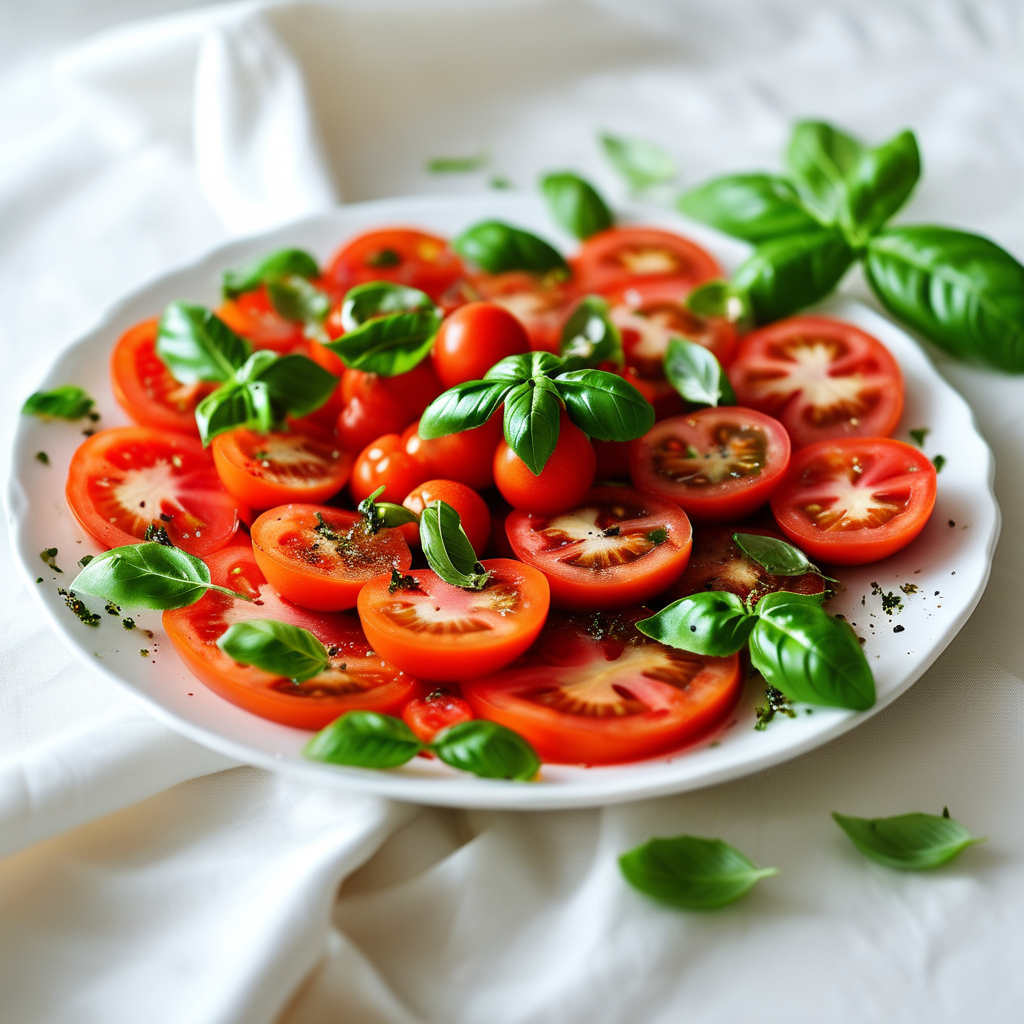 Sliced Tomatoes Calories: Nutritional Benefits & Cooking Tips 4 Plate of Sliced Tomatoes with Fresh Herbs