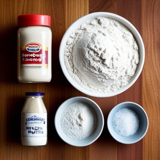 Homemade Sourdough English Muffins: A Complete Guide 2 A clean and organized display of all ingredients needed for making English muffins.