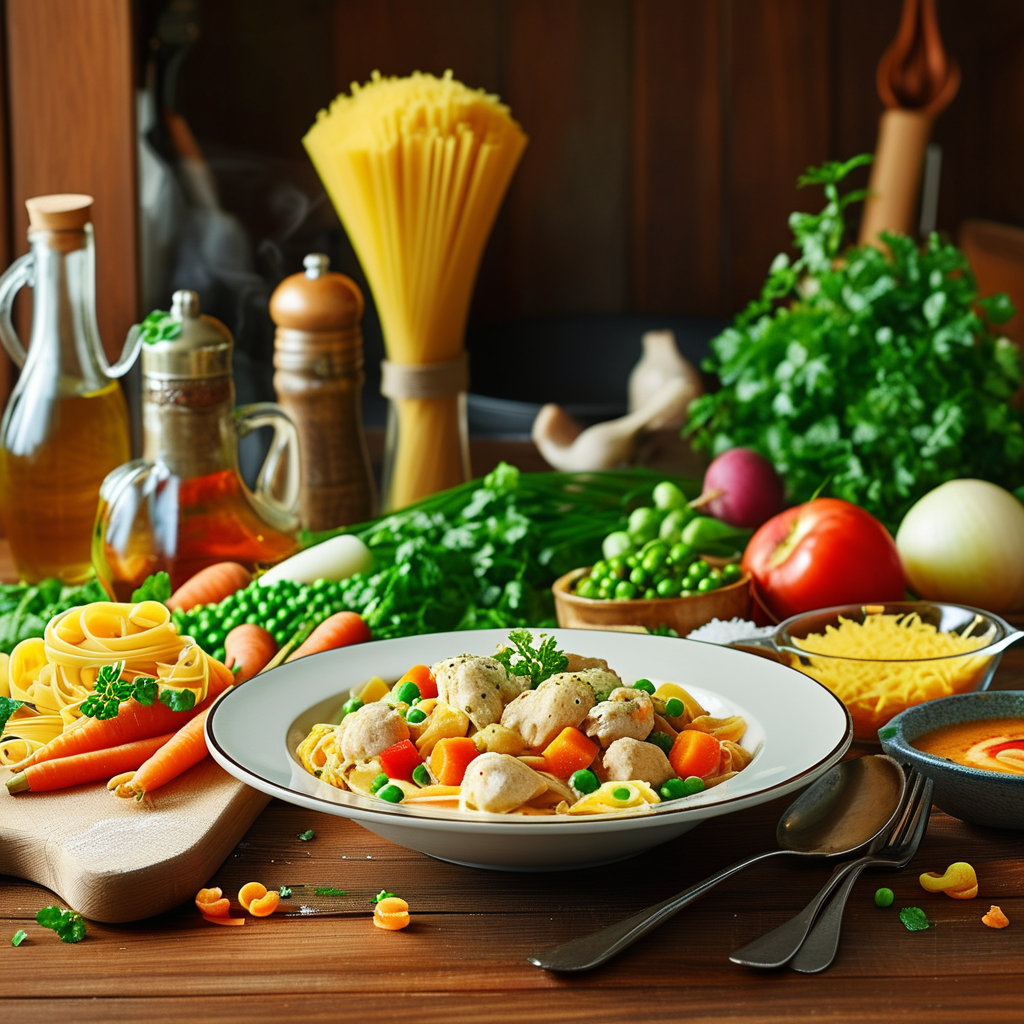 Chicken Pot Pie Pasta: A Comforting Fusion Recipe 1 Fresh ingredients for Chicken Pot Pie Pasta
