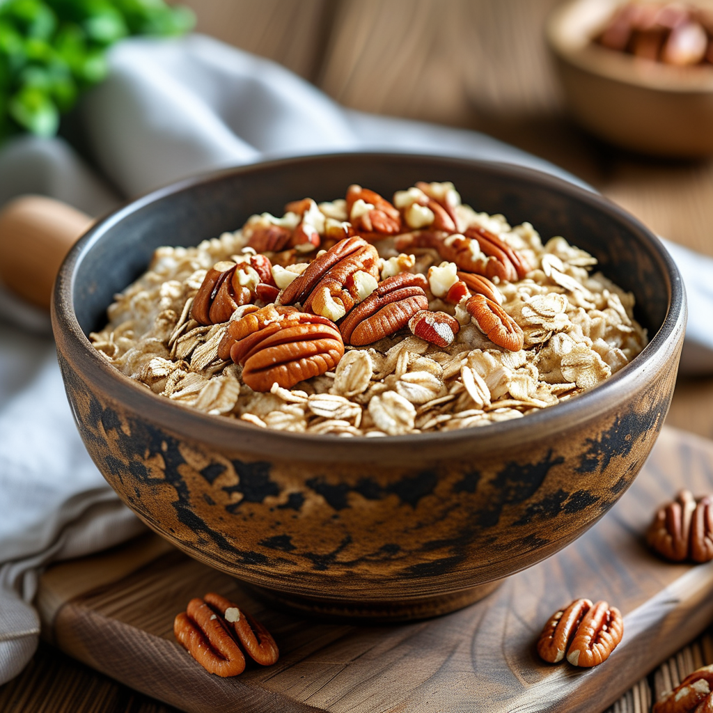 Oatmeal Pecan Cookies: The Ultimate Guide 1 A bowl of oatmeal with pecans scattered on top