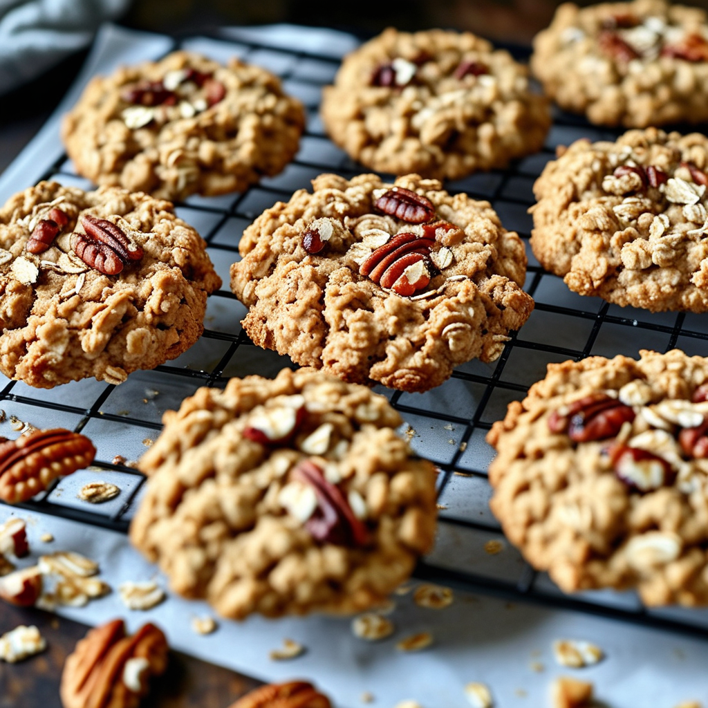 Oatmeal Pecan Cookies: The Ultimate Guide 4 Freshly baked oatmeal pecan cookies cooling on a baking rack