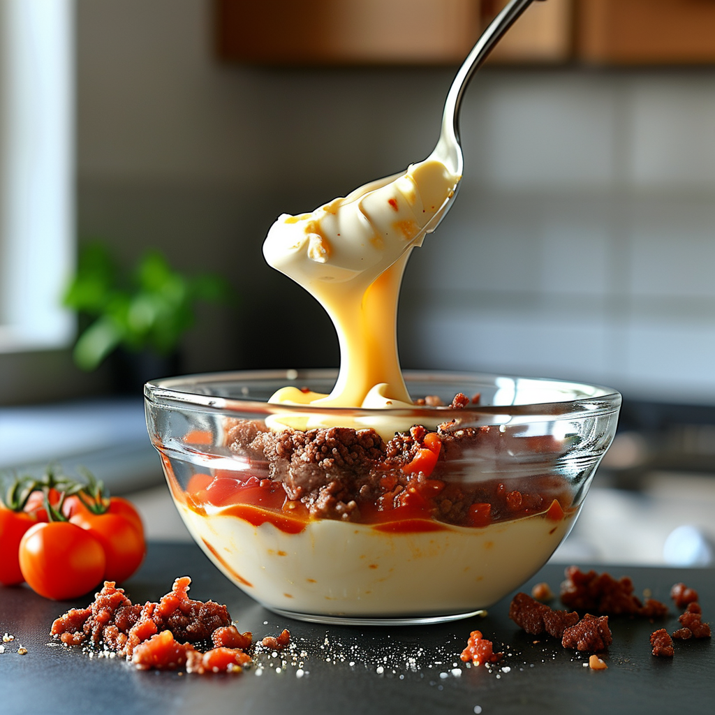 Baked Spaghetti with Cream Cheese 3 Cream Cheese Mixing
