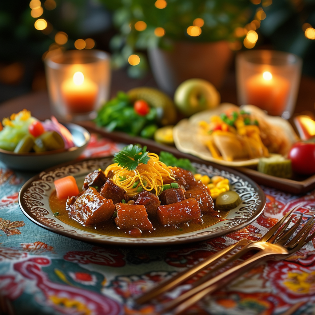 Corn Meal Gravy: A Southern Cooking Staple 5 A beautifully presented serving of corn meal gravy alongside fruits and pickles, showcasing an elevated serving experience.