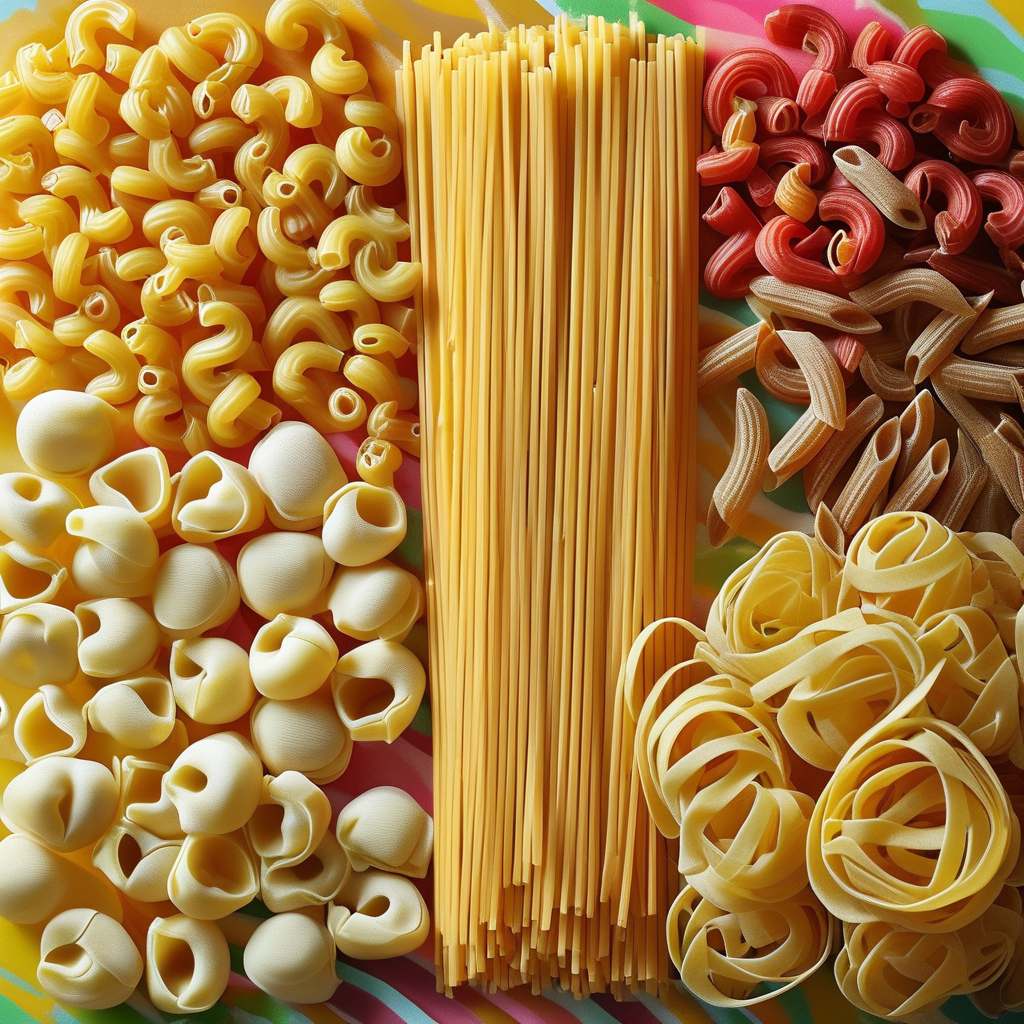 Pasta and Rotisserie Chicken 2 An assortment of different types of pasta
