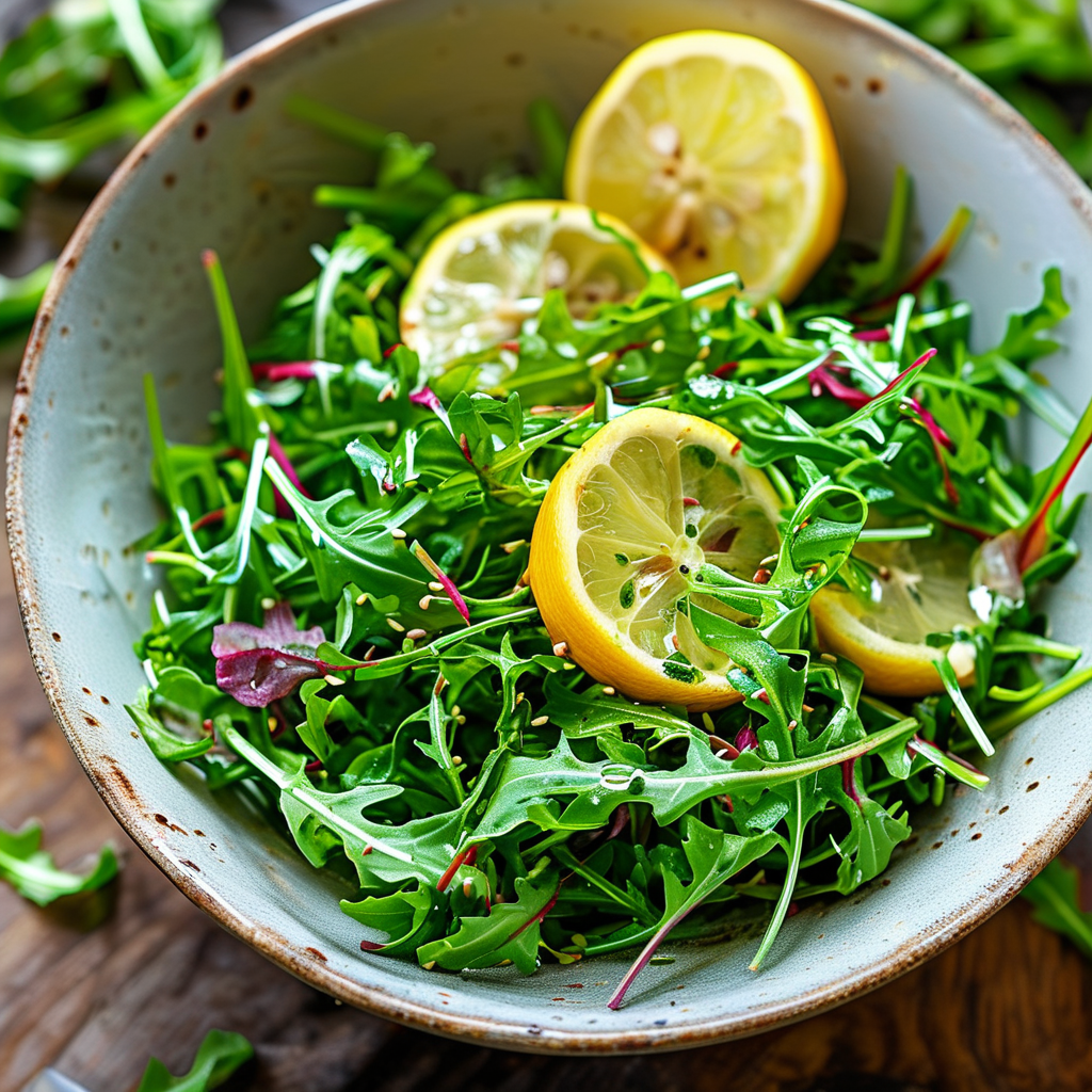 Pasta and Rotisserie Chicken 5 A fresh Lemon Arugula Salad