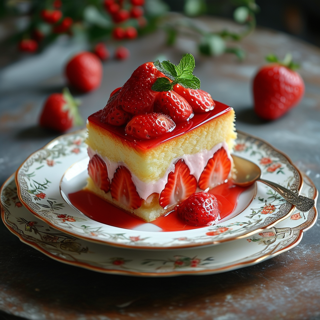 Strawberry Fruit Filling 5 Plated dessert featuring strawberry fruit filling