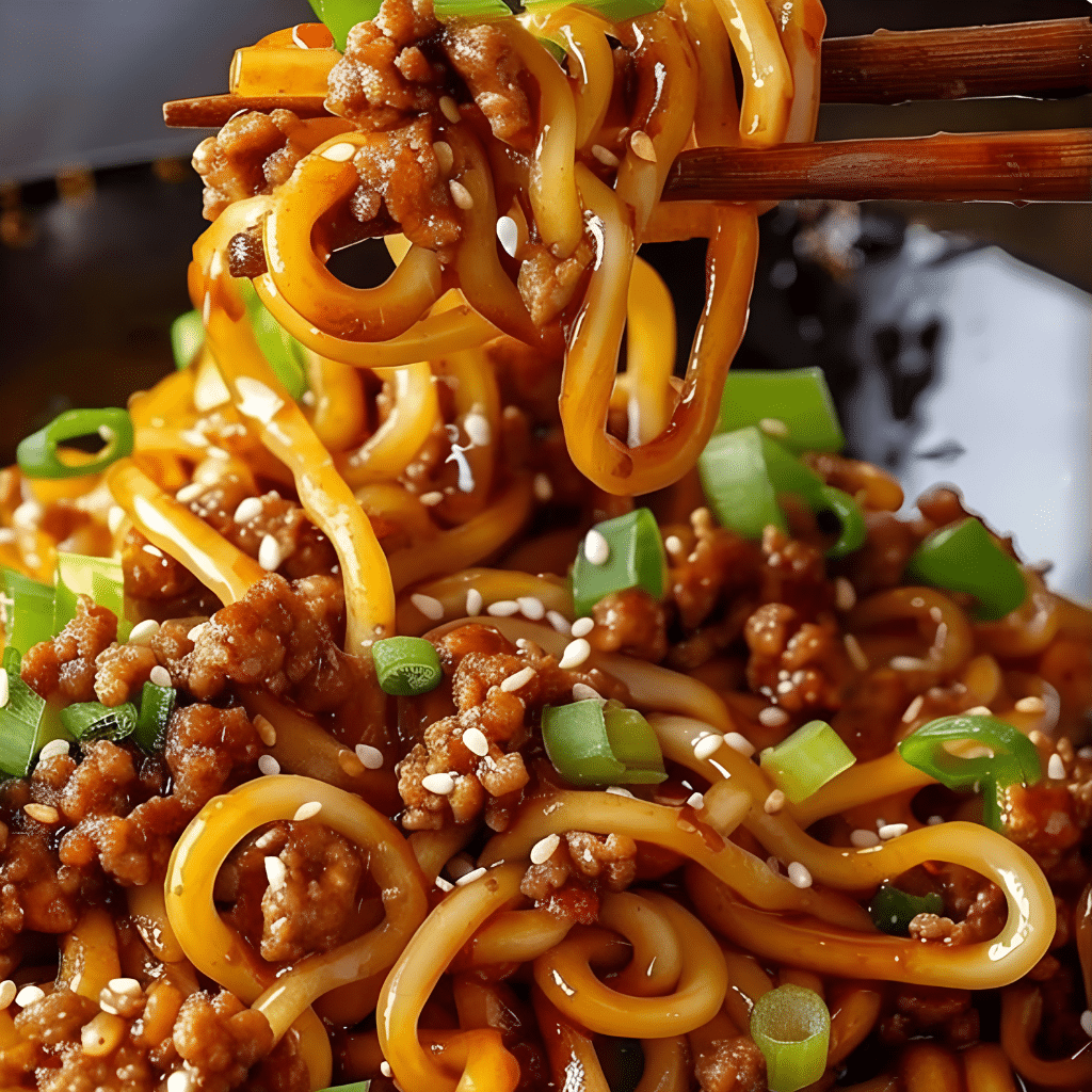The Ultimate Guide to Irresistible Mongolian Ground Beef Noodles 6 A final plated dish of Mongolian Ground Beef Noodles