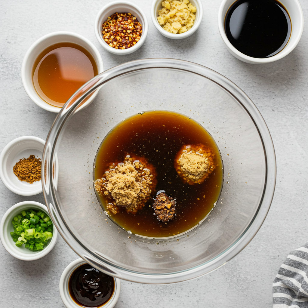 The Ultimate Guide to Irresistible Mongolian Ground Beef Noodles 4 A close-up of sauce ingredients like soy sauce, hoisin, and brown sugar