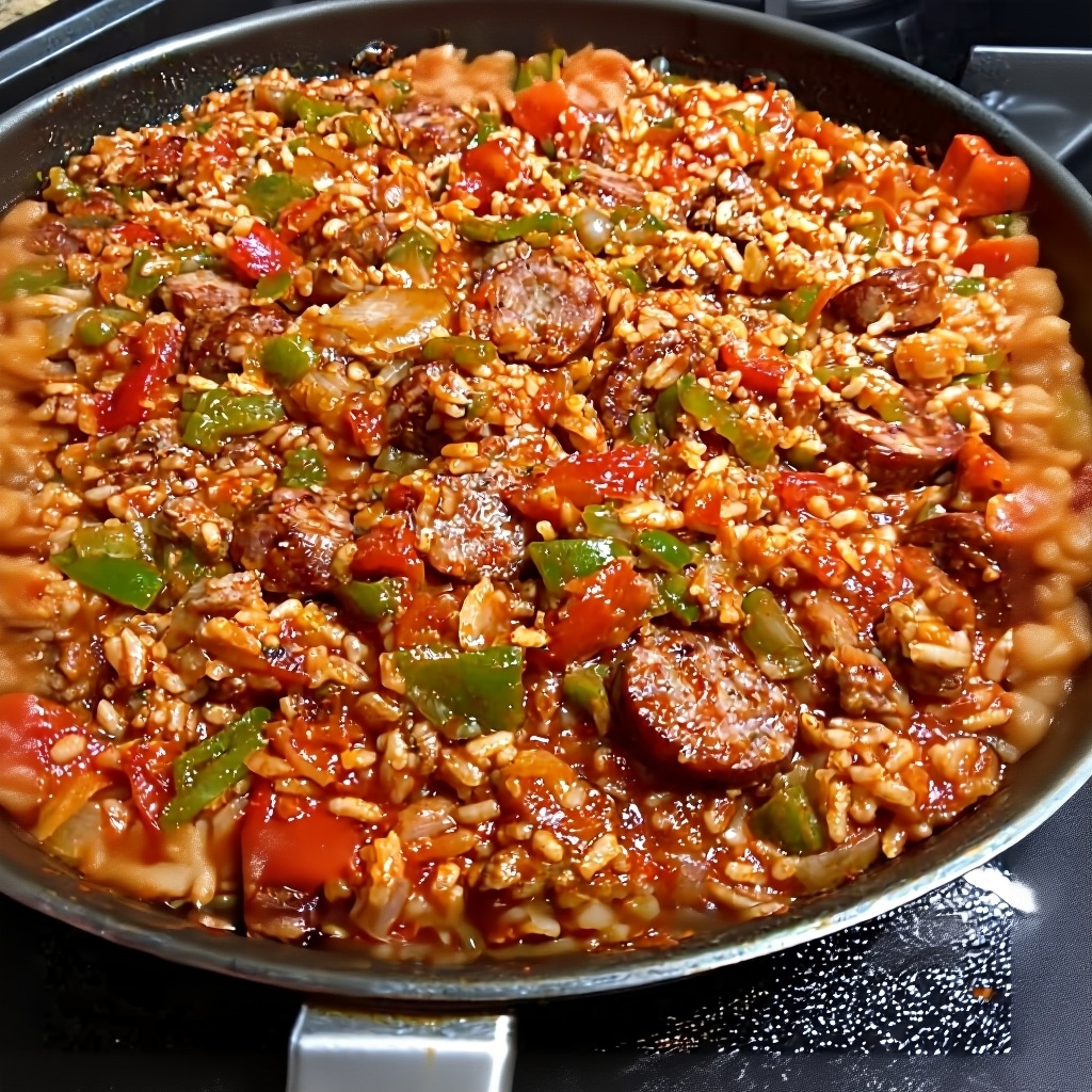 Sausage Peppers & Rice Skillet : Your One-Pan Path to Deliciousness 1 A beautiful final dish of Sausage Peppers & Rice Skillet